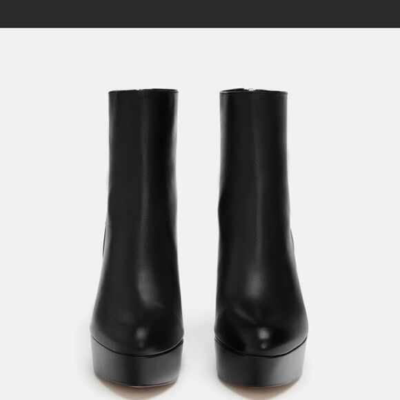 Zara Platform Leather Ankle Boots - Picture 6 of 11
